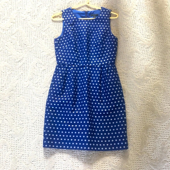 J. Crew Dresses & Skirts - J Crew blue dress with metallic polka dots, size 2